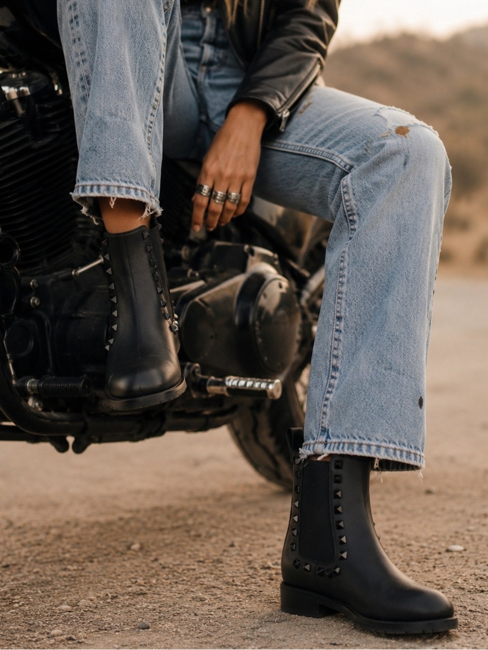 White House Black Market Black Pyramid Stud Chelsea Booties